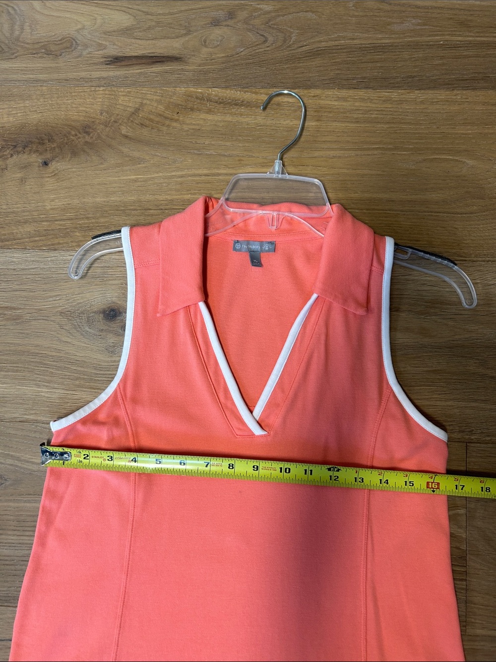 Talbots Coral Sleeveless Polo Dress with White Trim - Picture 4 of 5